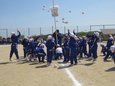 1･2年「紅白玉入れ」2