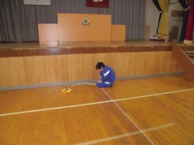 体育館の長さも測れました。